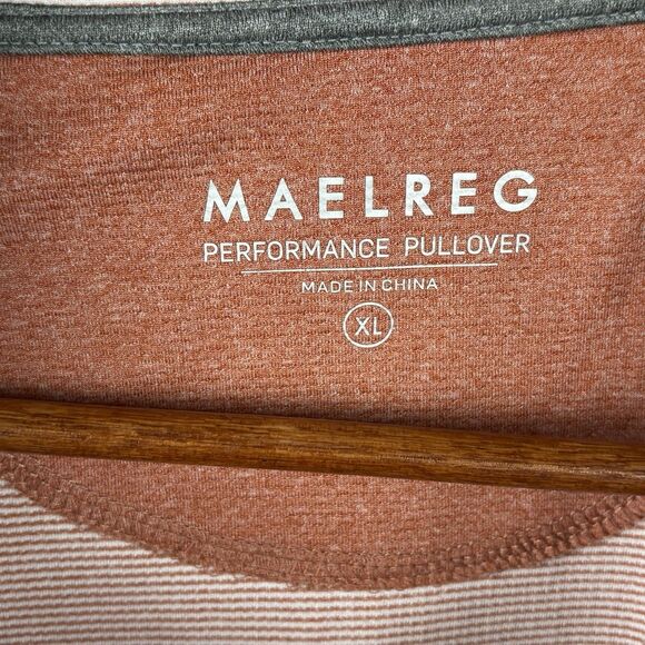 Maelreg 1/4 Zip Pullover Men XL Orange With Stripe Collar & Grey Trim Polyester - Picture 4 of 6